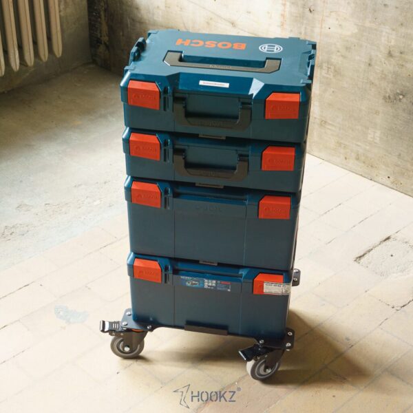HOOKZ Rollwagen für Bosch L-Boxx | 4 mm Aluminium, 100 mm Rollen, 150 kg Tragkraft