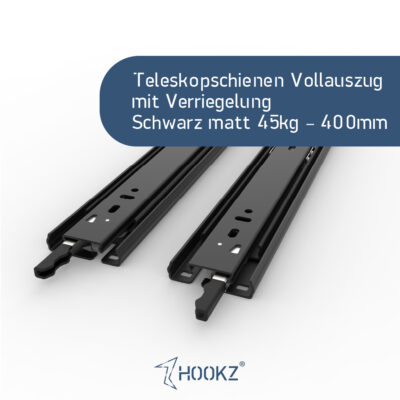 Verriegelbarer Vollauszug 400 mm in Schwarz matt