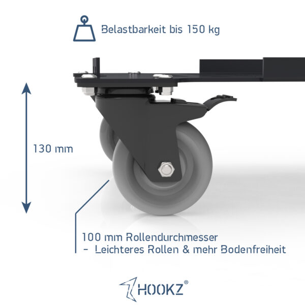 HOOKZ Rollwagen für Bosch L-Boxx | 4 mm Aluminium, 100 mm Rollen, 150 kg Tragkraft